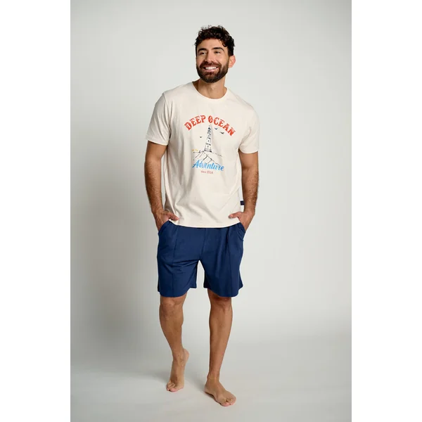 Pyjama homme en coton à manches courtes Ocean Adventure | MUYDEMI