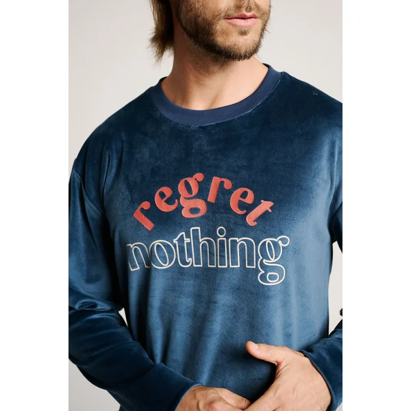 Pyjama long effet velours Regret Nothing pour homme | MUYDEMI