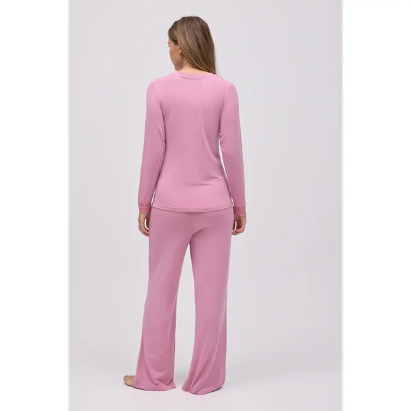 Pyjama long en modal extra doux avec pantalon large rose