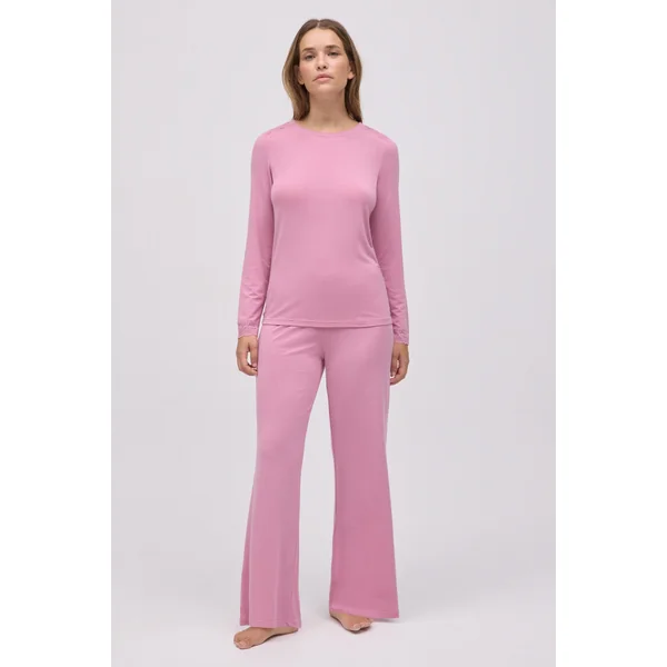 Pyjama long en modal extra doux avec pantalon large rose