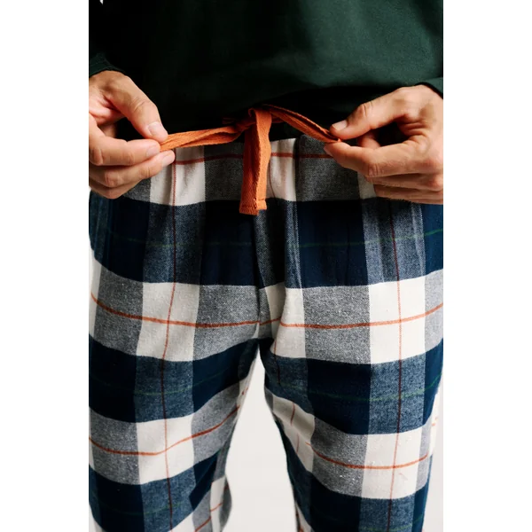 Pyjama long pour homme à col boutonné et imprimé à carreaux | MUYDEMI