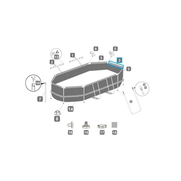 Rail supérieur "C" pour piscine Power Steel ovale - 305 x 200 x 84 cm et 427 x 250 x 100 cm