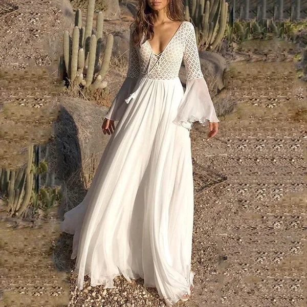Robe blanche bohémienne
