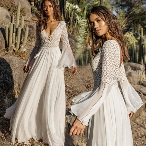 Robe blanche bohémienne