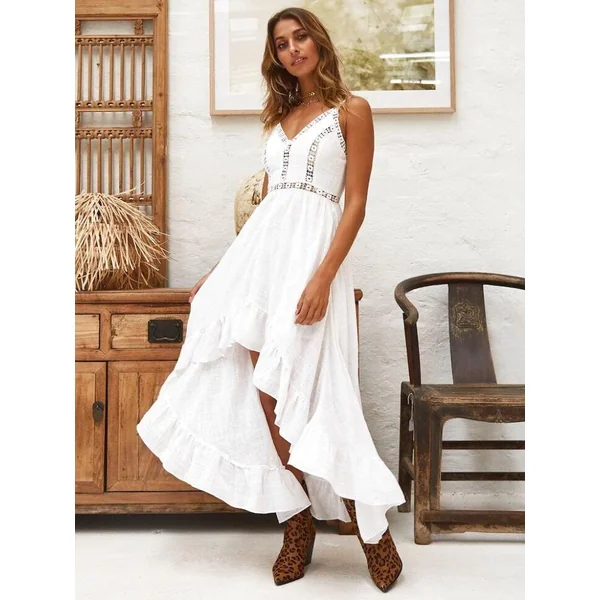Robe blanche longue bohémienne vintage