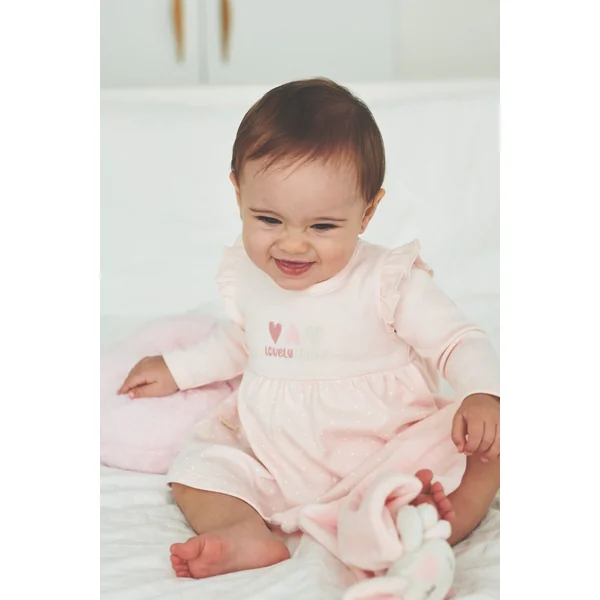 Robe body bébé rose à manches longues