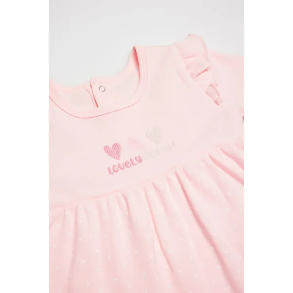 Robe body bébé rose à manches longues