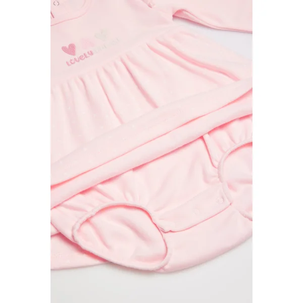Robe body bébé rose à manches longues
