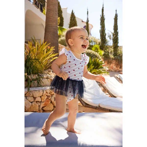 Robe body bébé à bretelles jupe en tulle