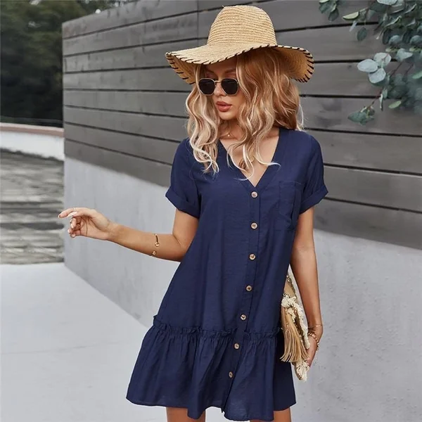 Robe Bohème Courte avec Col en V