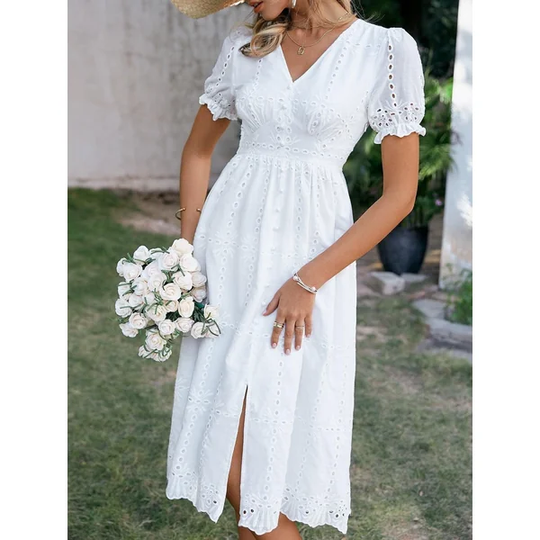 Robe Bohème En Coton Blanc