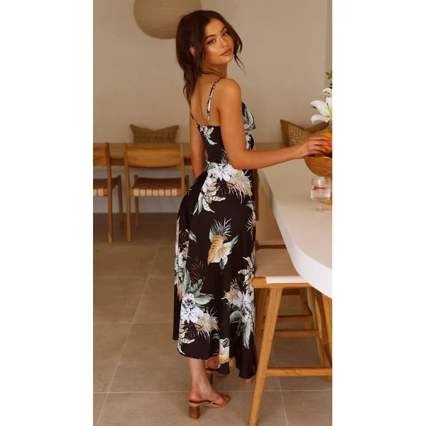 Robe Bohème Florale Noire