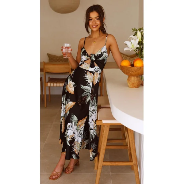 Robe Bohème Florale Noire