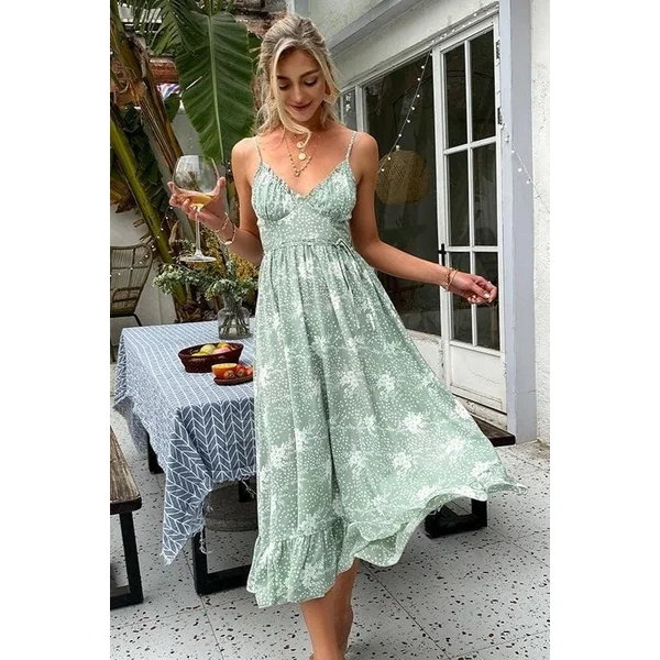 Robe Bohème Fluide Verte
