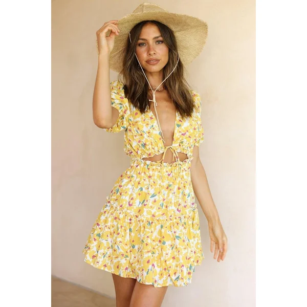Robe Bohème Jaune Été