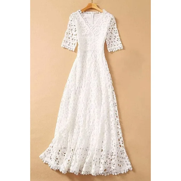 Robe Bohème Longue Dentelle Blanche – Octavia