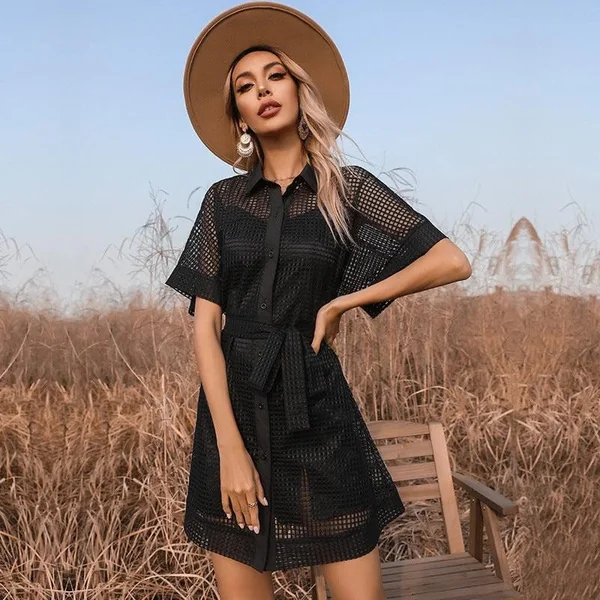 Robe Bohème Noire Dentelle Pure