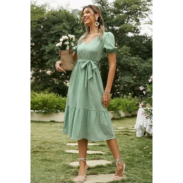 Robe Bohème Vert Sauge
