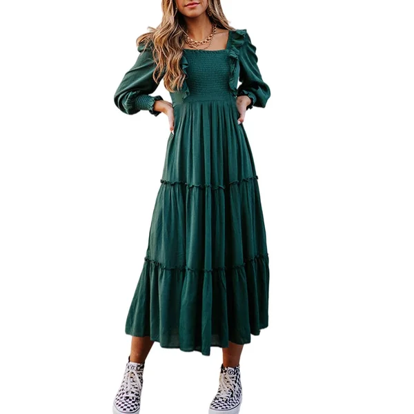 Robe Bohème Vert Vintage