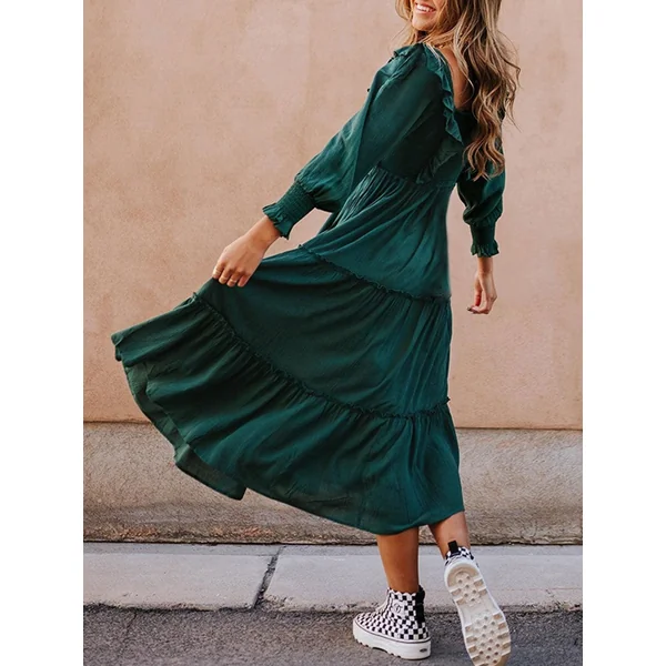 Robe Bohème Vert Vintage