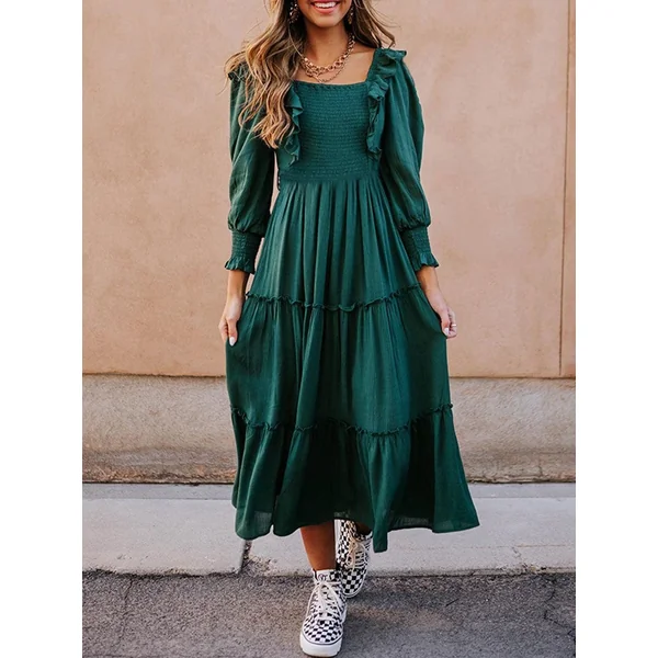 Robe Bohème Vert Vintage