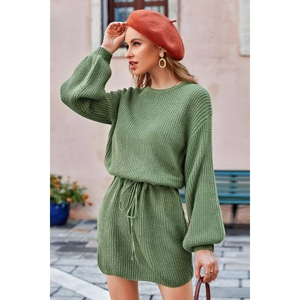 Robe Bohème Verte En Tricot