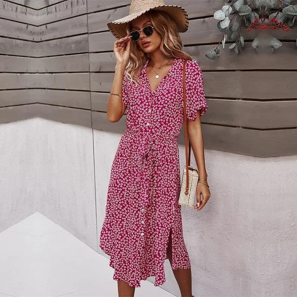 Robe Bohème à Imprimé Floral