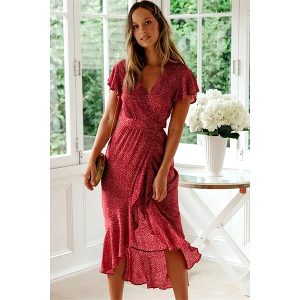 Robe Bohème à Manches Courtes – Iris