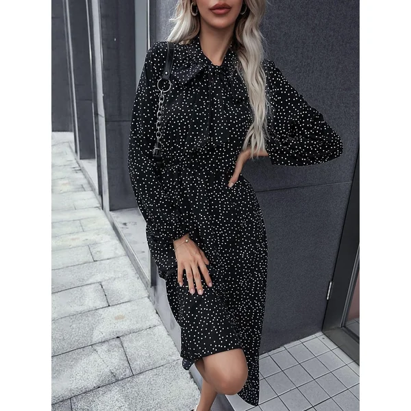 Robe Bohème À Pois Noirs Et Blancs