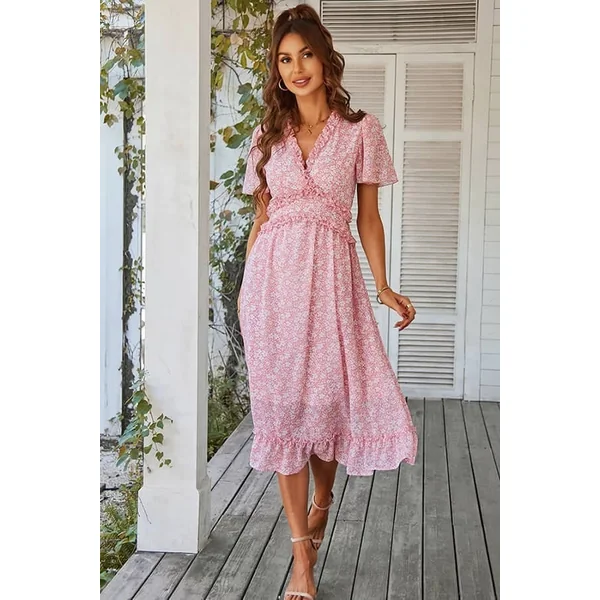 Robe Champêtre Avec Col Froncé