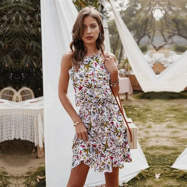 Robe champêtre courte bohémienne