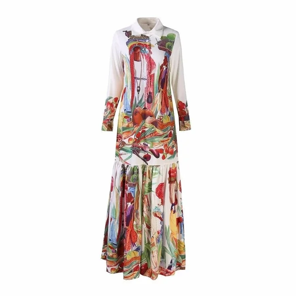 Robe Chemise Bohème Designer Longue Coloré