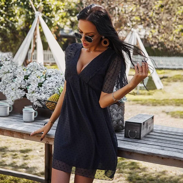 Robe chic bohémienne avec col en V