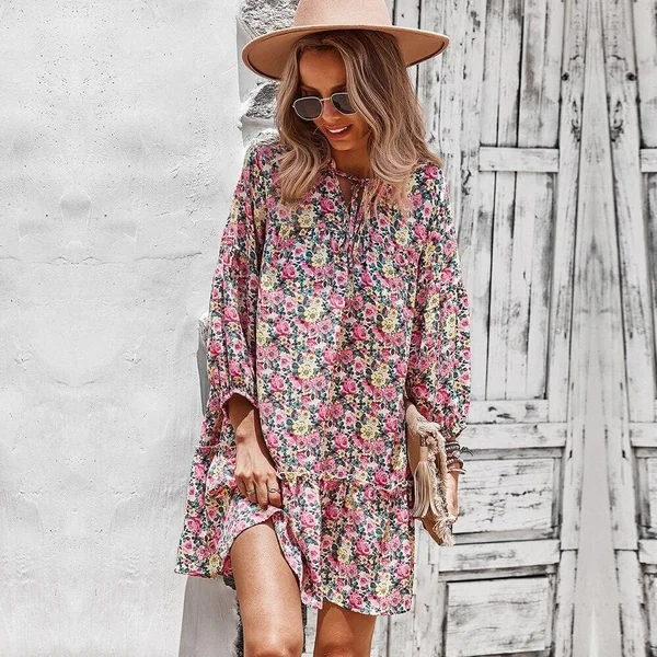 Robe Courte Bohème à Fleurs