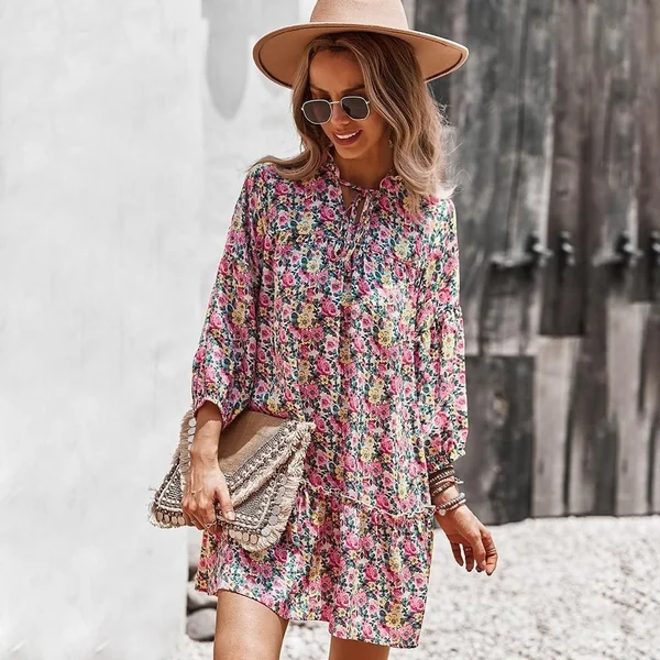 Robe Courte Bohème à Fleurs