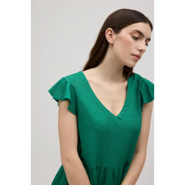 Robe courte évasée avec détail manches vertes