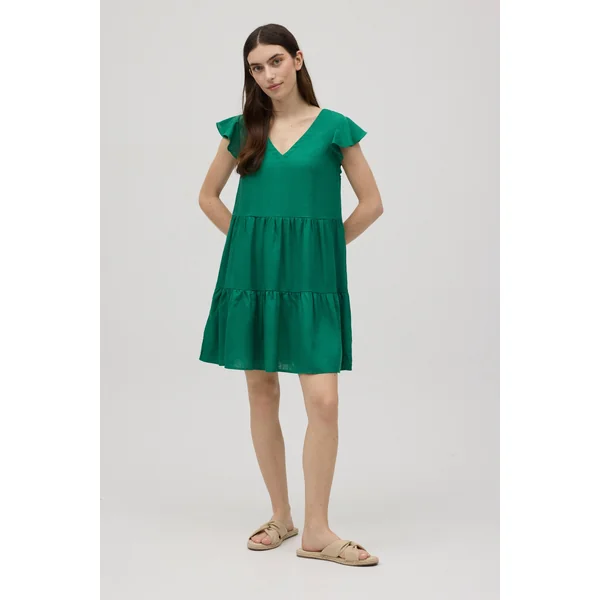 Robe courte évasée avec détail manches vertes