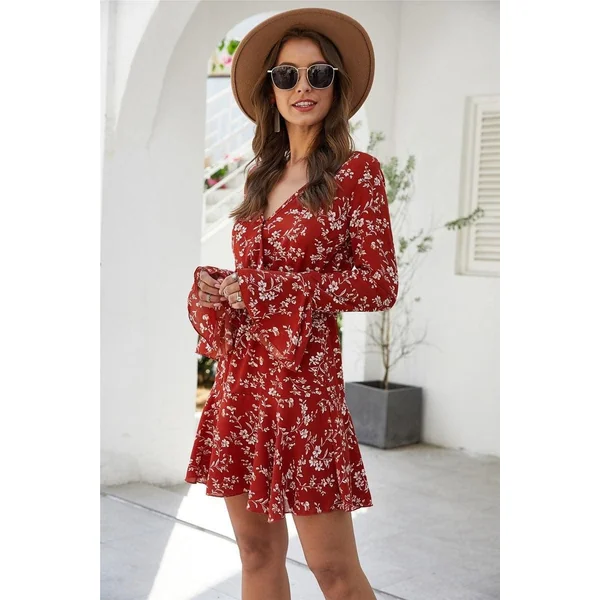Robe De Bohème À Fleurs Rouges