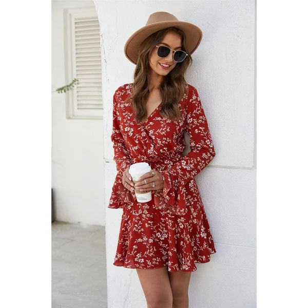 Robe De Bohème À Fleurs Rouges