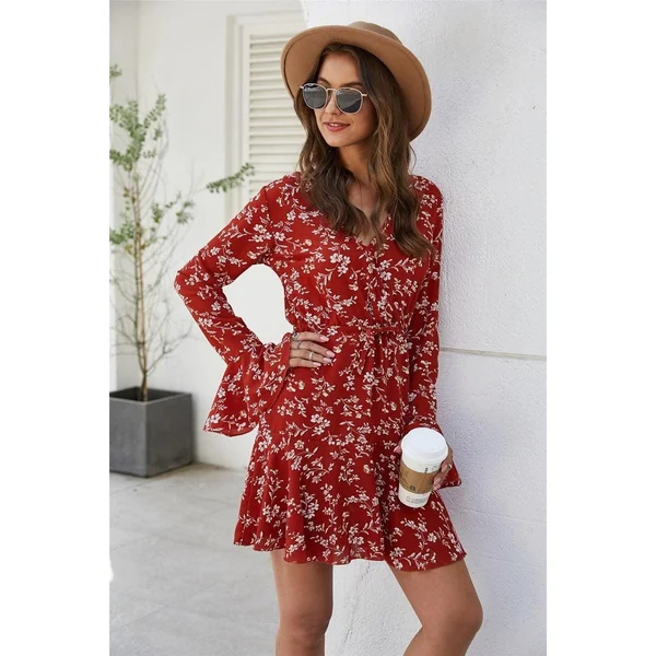 Robe De Bohème À Fleurs Rouges