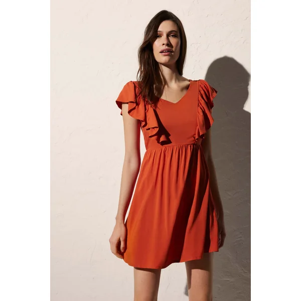 Robe de plage courte avec détail nœud sur le dos orange