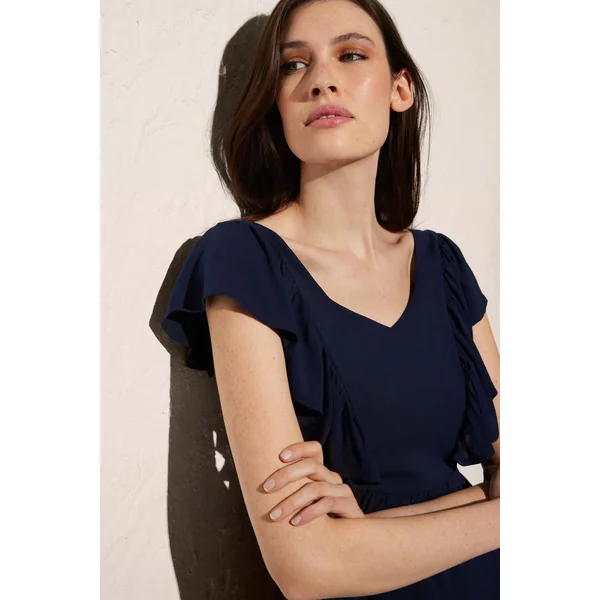 Robe de plage courte avec nœud dans le dos en bleu marine