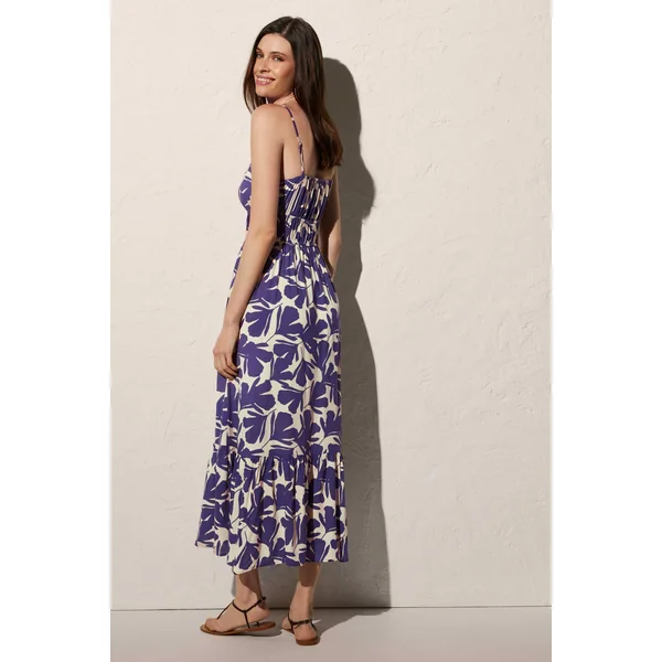 Robe de plage longue bustier imprimé tropical