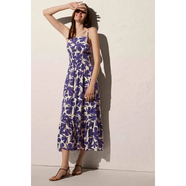 Robe de plage longue bustier imprimé tropical