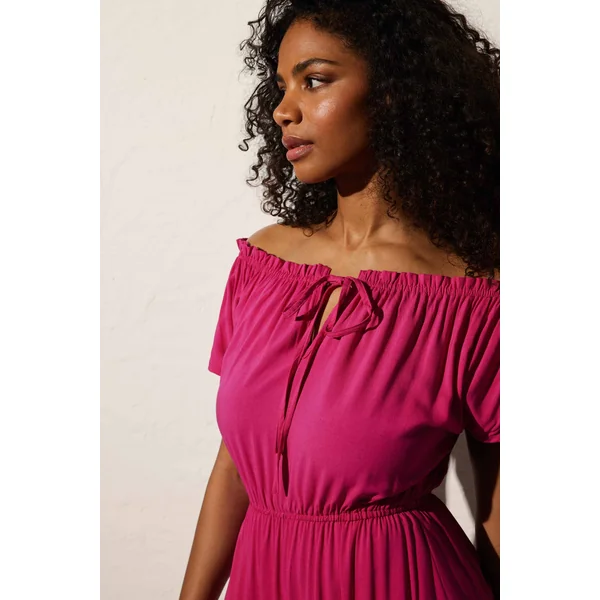 Robe de plage longue fendue et évasée avec détail nœud