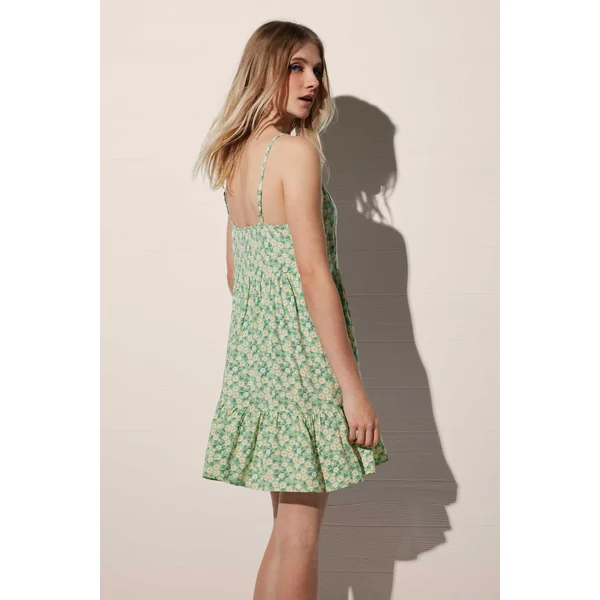 Robe débardeur courte ample à imprimé floral vert