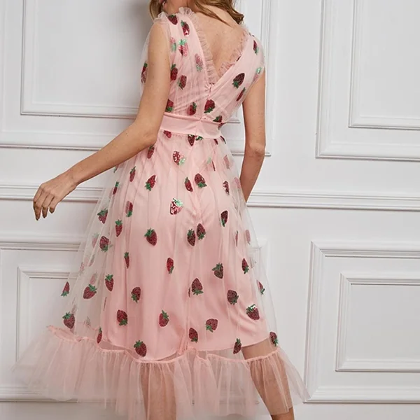Robe En Maille Fraise