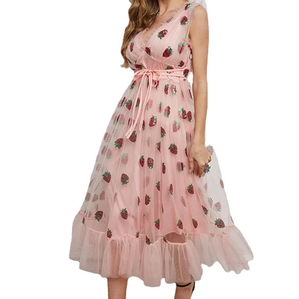 Robe En Maille Fraise