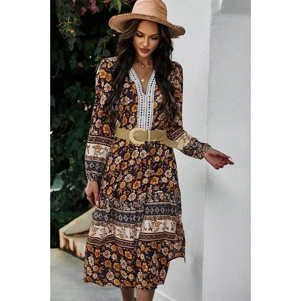 Robe Hippie Florale Noire