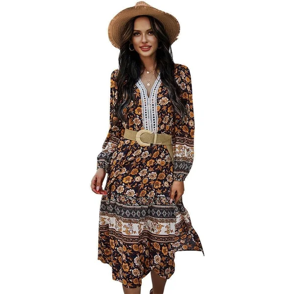 Robe Hippie Florale Noire